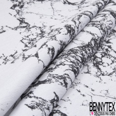 Brocart coton motif marbrure noir blanc discret