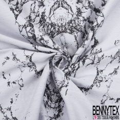 Brocart coton motif marbrure noir blanc discret