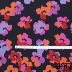 Crêpe viscose simple base imprimé grande fleur tropicale multicolore