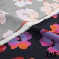 Crêpe viscose simple base imprimé grande fleur tropicale multicolore