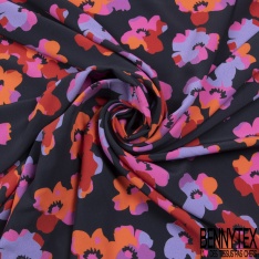 Crêpe viscose simple base imprimé grande fleur tropicale multicolore