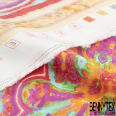 Satin Viscose Imprimé Grande Fleur Sauvage fond Ocre