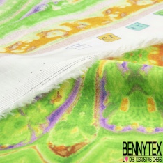 Panneau satin viscose imprimé grand motif cachemire fond citron