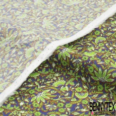 Coton viscose effet gaze imprimé marguerite fond fiesta