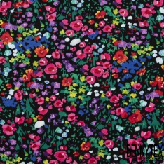 Coton double gaze imprimé floral naïf champêtre multicolore fond nude