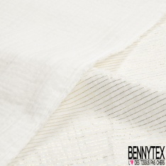 Coton double gaze imprimé petite branche et dandelion mylar or fond crème
