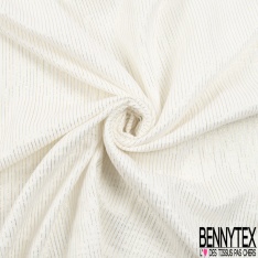 Coton double gaze imprimé petite branche et dandelion mylar or fond crème