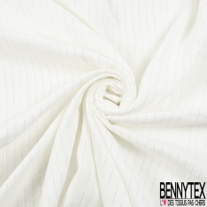 Coton double gaze fine rayure verticale lurex argent fond blanc discret