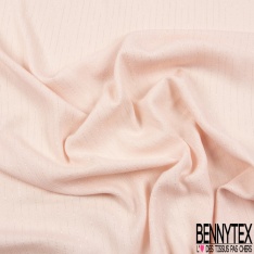Crépon Viscose Vert Motif petites feuilles ocres fanatisie Fond rose saumon