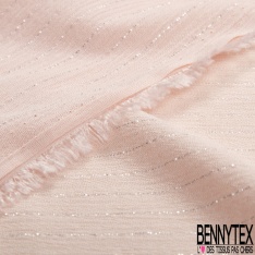 Crépon Viscose Vert Motif petites feuilles ocres fanatisie Fond rose saumon