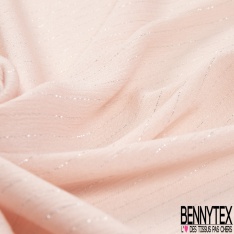 Crépon Viscose Vert Motif petites feuilles ocres fanatisie Fond rose saumon