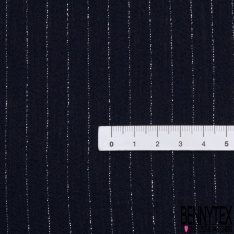 Coupon 3m crépon viscose élasthanne motif fine rayure verticale lurex argent fond rose dragées