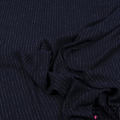 Coupon 3m crépon viscose élasthanne motif fine rayure verticale lurex argent fond rose dragées