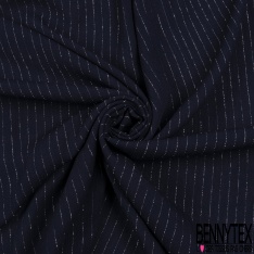 Coupon 3m crépon viscose élasthanne motif fine rayure verticale lurex argent fond rose dragées