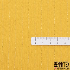 Coupon 3m crépon viscose élasthanne motif fine rayure verticale lurex argent fond blanc discret