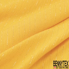 Coupon 3m crépon viscose élasthanne motif fine rayure verticale lurex argent fond blanc discret