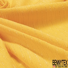 Coupon 3m crépon viscose élasthanne motif fine rayure verticale lurex argent fond blanc discret