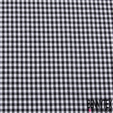 Coton tissé teint petit vichy noir blanc