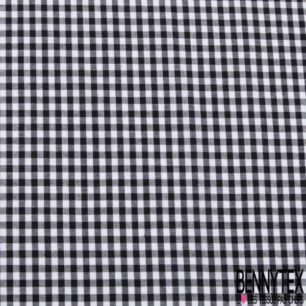 Coton tissé teint petit vichy noir blanc