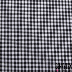 Coton tissé teint petit vichy noir blanc