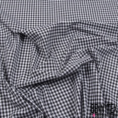 Coton tissé teint petit vichy noir blanc