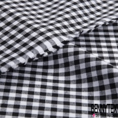 Coton tissé teint petit vichy noir blanc