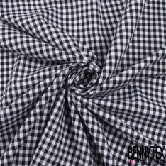 Coton tissé teint petit vichy noir blanc