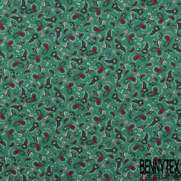 Crêpe polyester élasthanne imprimé floral pictural effet aquarelle émeraude bleu orange prune