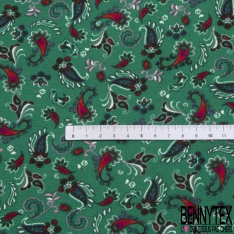 Crêpe polyester élasthanne imprimé floral pictural effet aquarelle émeraude bleu orange prune