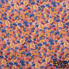 Coupon 3m Satinette polyester imprimé léopard multicolore fond blanc discret