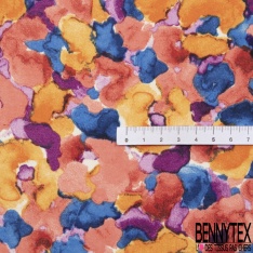 Coupon 3m Satinette polyester imprimé léopard multicolore fond blanc discret