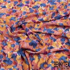 Coupon 3m Satinette polyester imprimé léopard multicolore fond blanc discret