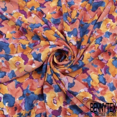 Coupon 3m Satinette polyester imprimé léopard multicolore fond blanc discret