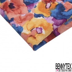 Coupon 3m Satinette polyester imprimé léopard multicolore fond blanc discret