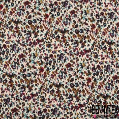 Crêpe polyester élasthanne imprimé petit motif cachemire fond vert menthe foncée