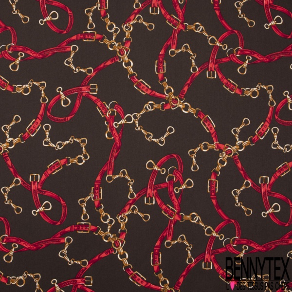 Gabardine coton élasthanne imprimé floral rétro fond blanc discret