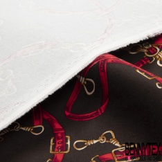 Gabardine coton élasthanne imprimé floral rétro fond blanc discret