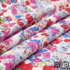 Fibranne viscose imprimé petit vichy marine blanc
