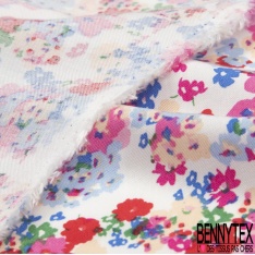 Fibranne viscose imprimé petit vichy marine blanc