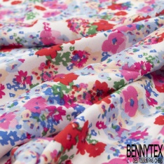 Fibranne viscose imprimé petit vichy marine blanc