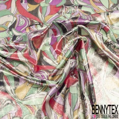 Microfibre woolpeach effet laqué paillette or imprimé petite fleur sauvage multicolore fond blanc discret