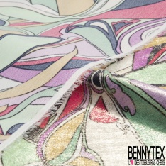 Microfibre woolpeach effet laqué paillette or imprimé petite fleur sauvage multicolore fond blanc discret