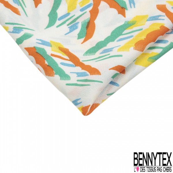 Coupon 3m Crêpe Polyester Satiné Motif Fleur champêtre fond noir