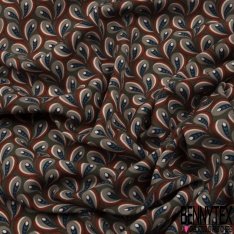 Coupon 3m Microfibre woolpeach effet laqué paillette or imprimé seventie's berlingot