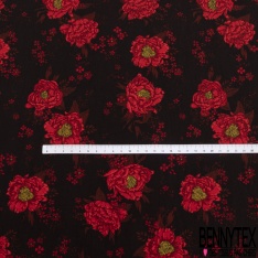 Coupon 3m Microfibre woolpeach imprimé goutte fantaisie vintage ton roux indigo noir taupe fond kaki