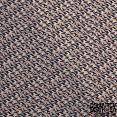 Coupon 3m Microfibre woolpeach imprimé fleur sauvage sur tige verte fond noir