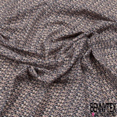 Coupon 3m Microfibre woolpeach imprimé fleur sauvage sur tige verte fond noir