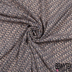 Coupon 3m Microfibre woolpeach imprimé fleur sauvage sur tige verte fond noir
