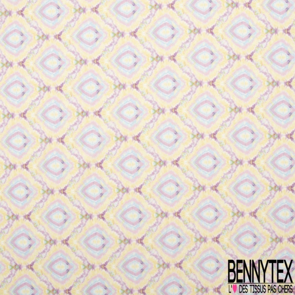 Coton viscose imprimé motif seventie's délavé tie and die pastel