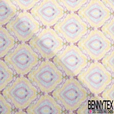 Coton viscose imprimé motif seventie's délavé tie and die pastel